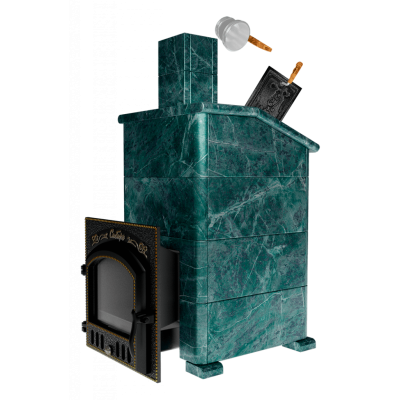Премиальная банная печь "Сибирь-40" ЗК (дверка 545х545) в облицовке "Президент" змеевик